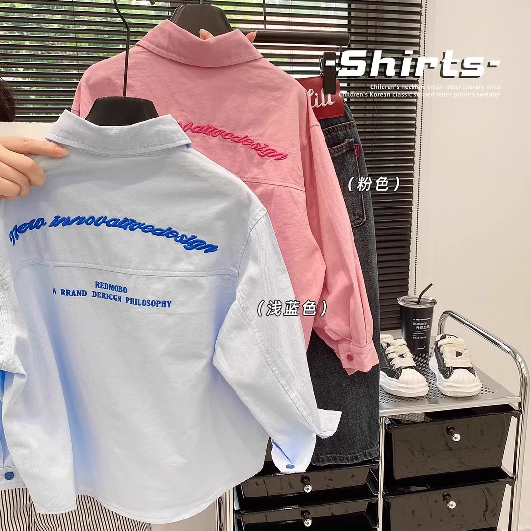 儿童纯棉衬衫春秋新款韩版秋季衬衣外套中大童长袖外衣秋装童装