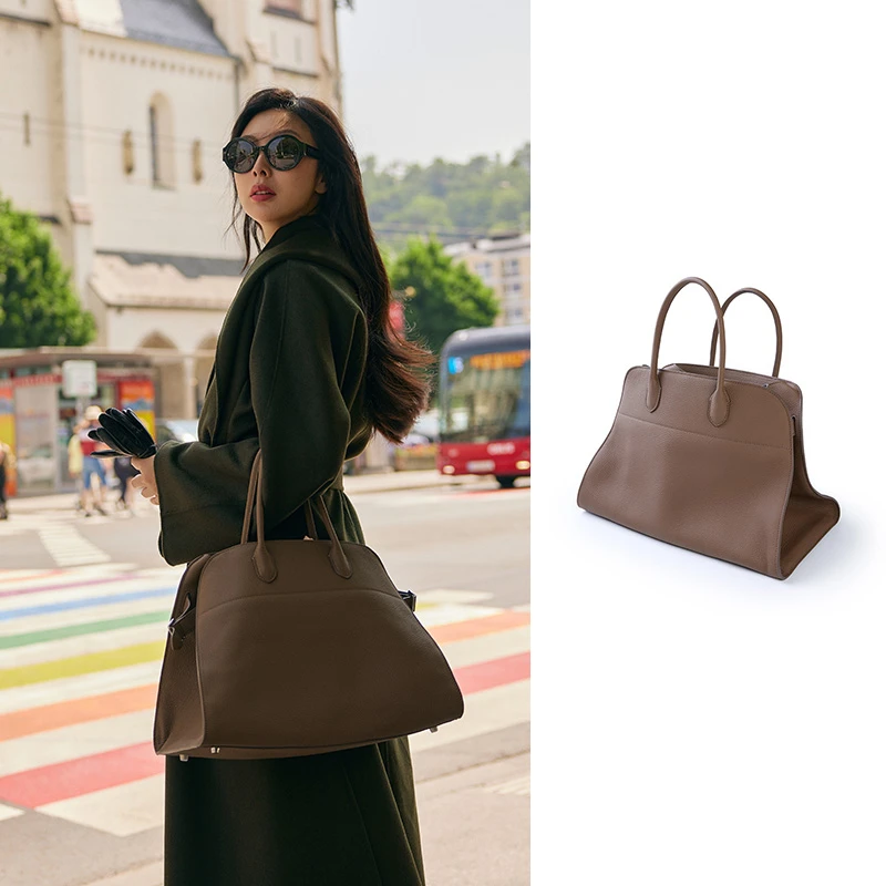 首饰袋 TRACYCHU意大利进口row同皮高奢百搭头层牛皮大号托特手袋