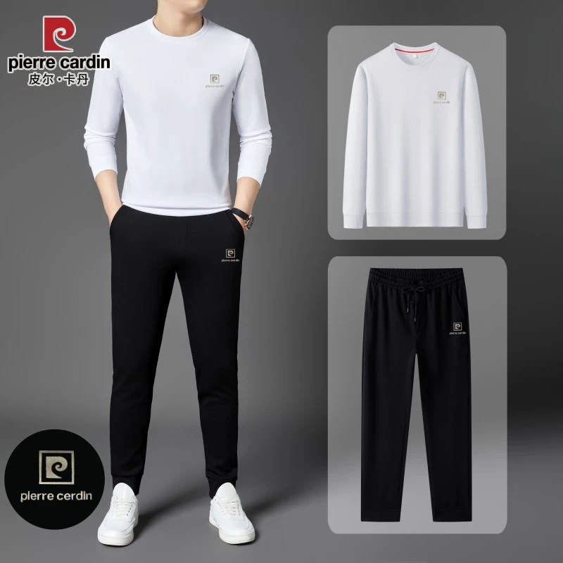 皮尔卡丹新款秋季长袖圆领卫衣套装中年男士时尚休闲卫裤两件套潮
