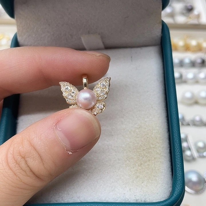 海水珍珠银S925镶嵌吊坠(不含链)