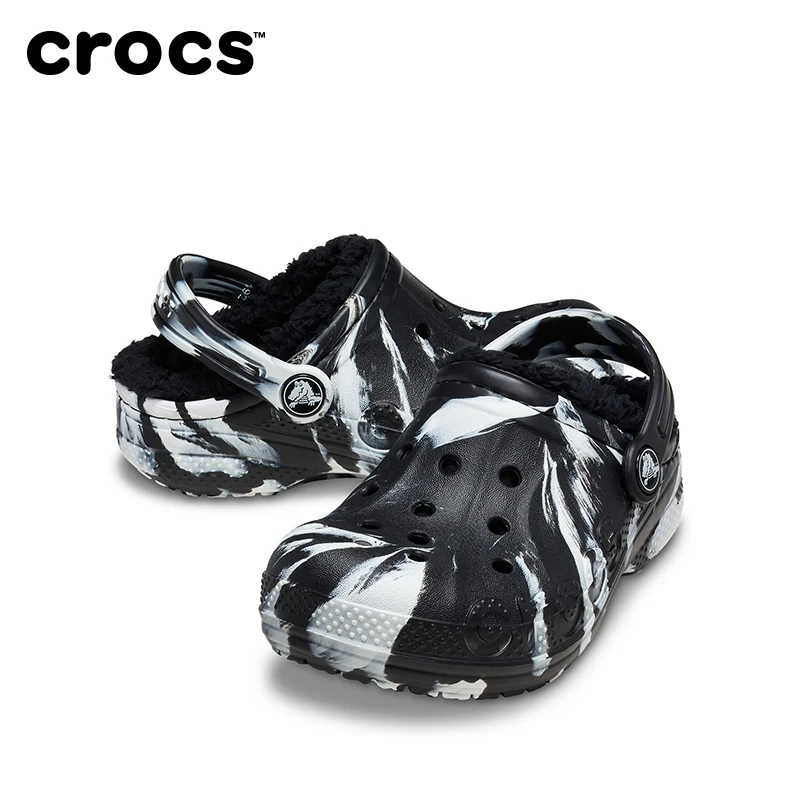 CROCS/卡骆驰贝雅暖棉大理石纹2鞋花儿童冬季加绒洞洞鞋|211918