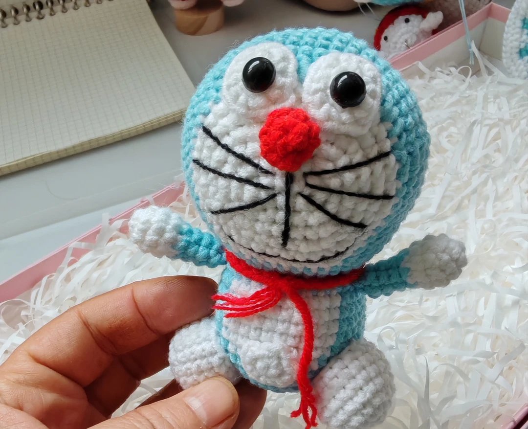 【成品】毛线钩织机器猫包包挂件DIY编织材料包百搭时尚