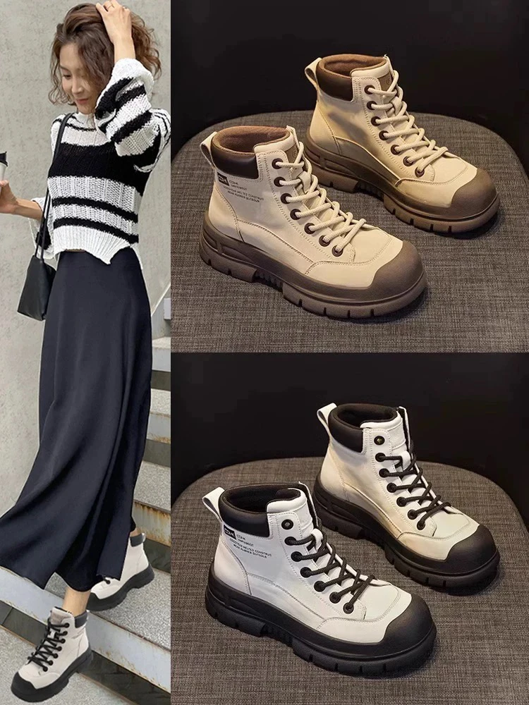 复古马丁靴女2025年春秋新款英伦风小短靴舒适时尚百搭厚底工装靴