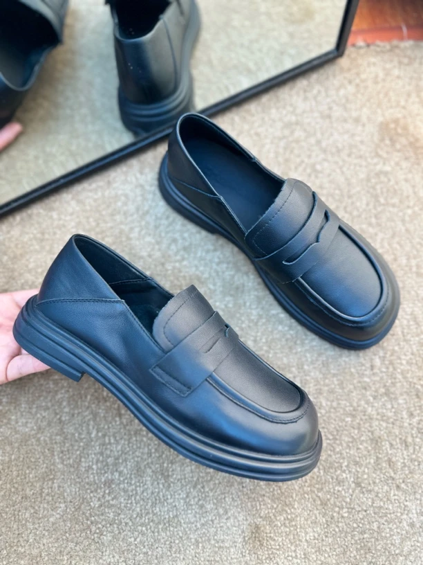 【头层牛皮】25年新款透气两穿休闲软底软面百搭乐福鞋女单鞋工作鞋