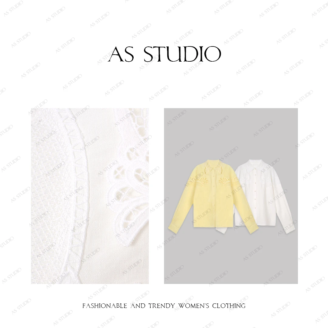 【AS叶影】铭顺25新设计感别致高级花朵镂空法式衬衫AS35CCS4393