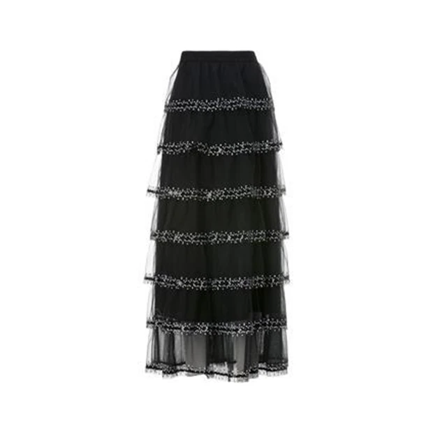 FALEMIG-歌系春夏重工刺绣网纱半身裙女EWF323Q01300