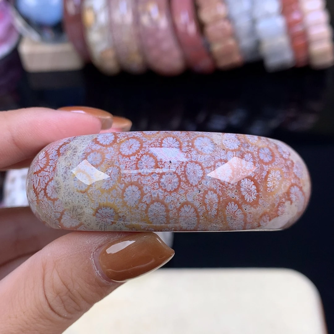 【闪购商品】颈饰未镶嵌硅化珊瑚（珊瑚玉）镯饼可做55以下圈（24号）