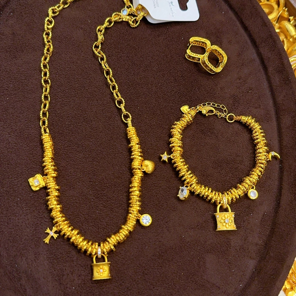 铜合金亚克力项链 新款古法套装247