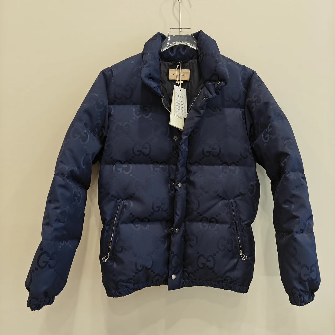 全新/Gucci 古驰蓝色双G满印羽绒服 44码 BB00991