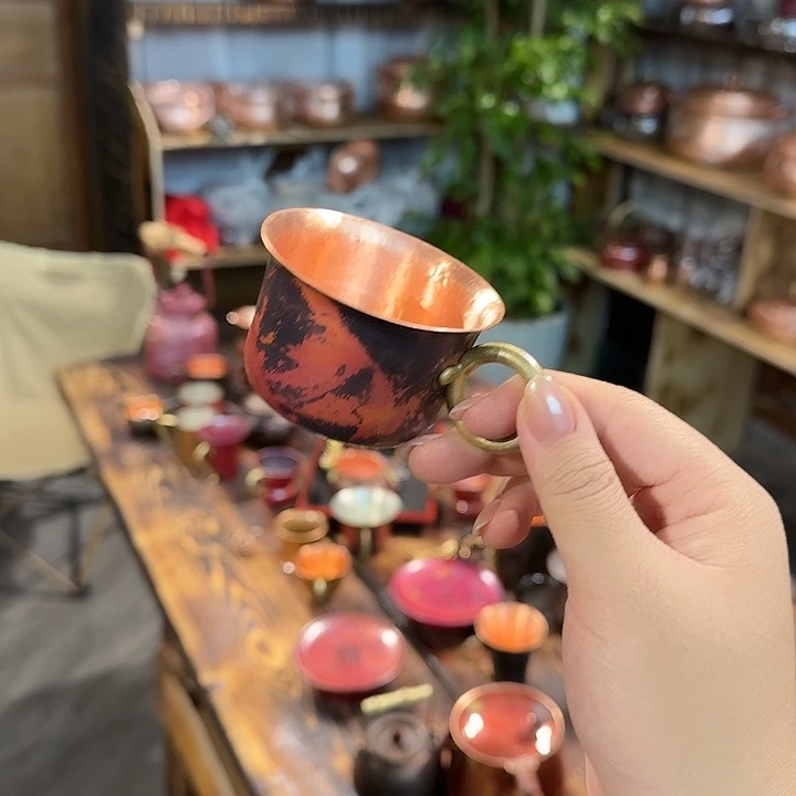 紫铜手工制作主人杯淬火（颜色随机）