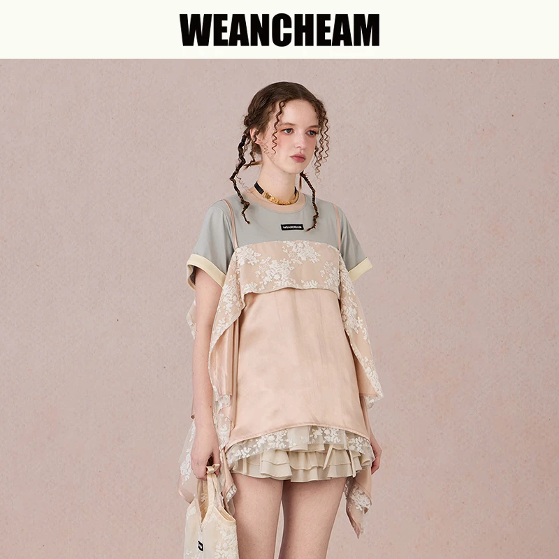 WEANCHEAM未未姆神隐之夏欧若风短袖层叠感穿搭好物T恤W15CXT034