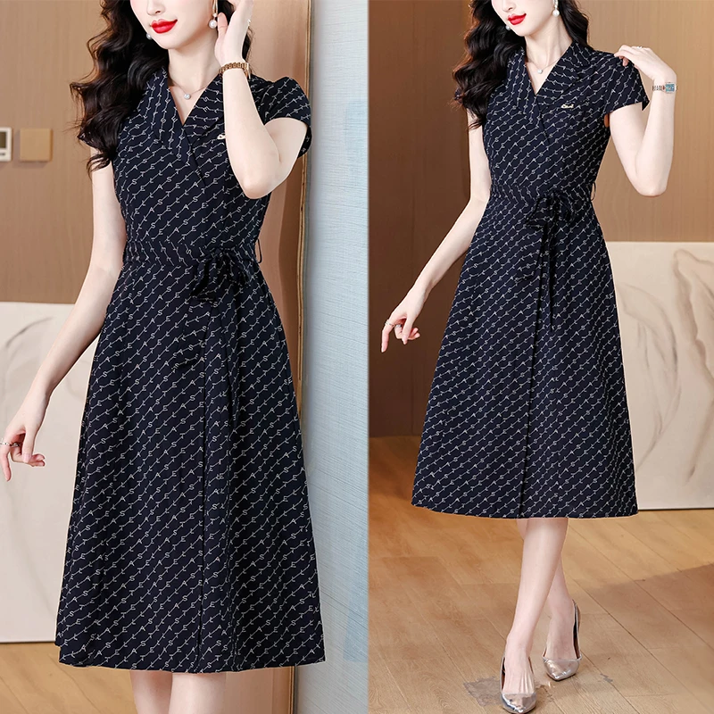 连衣裙女夏2025新款十三行高端品牌爆款时尚小个妈妈裙子