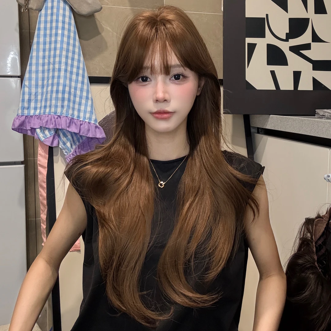 《欧尼酱》假发女全头套长卷发自然修颜空气刘海大波浪蓬松显发量