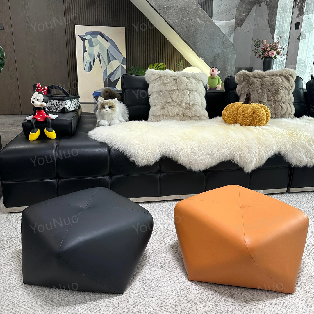 轻奢皮质八角凳客厅沙发凳创意简约小坐墩家用矮凳换鞋凳乔迁礼物