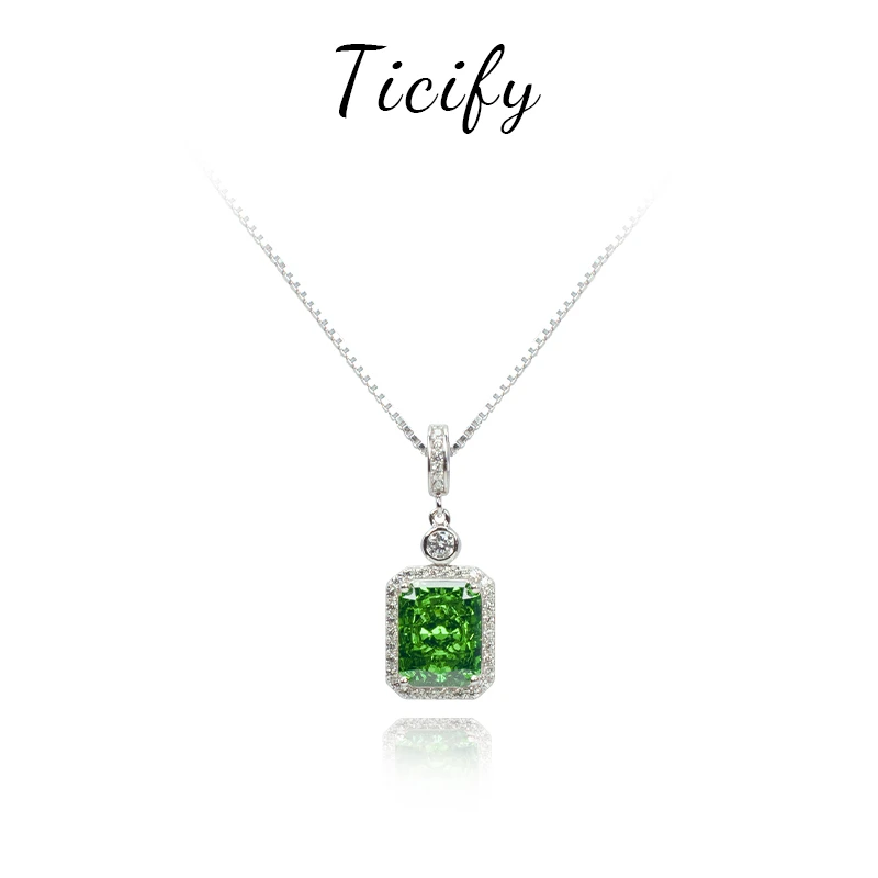 ticify 坠链均925银合成锆石 立体方糖项链轻奢气质原创设计爆款