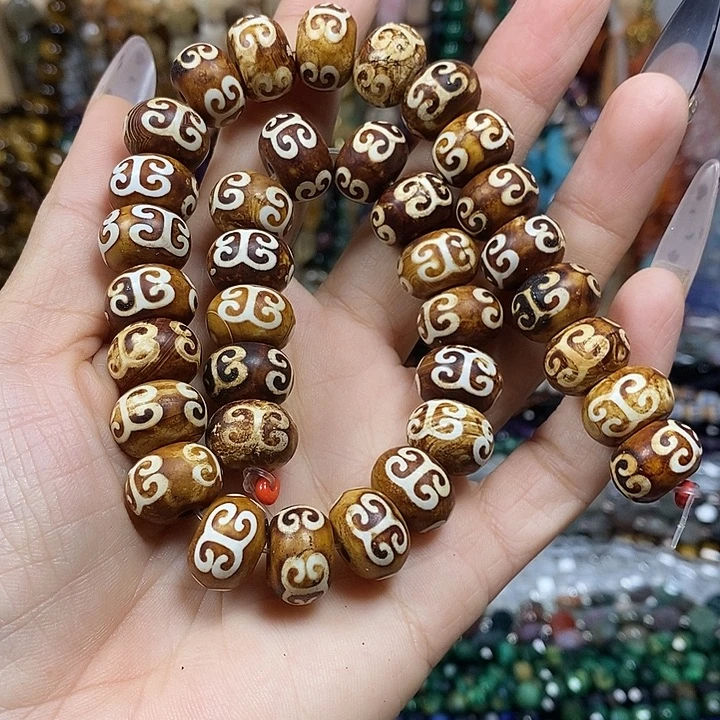 玛瑙/玉髓未镶嵌珠宝半成品玛瑙天珠卡14mm