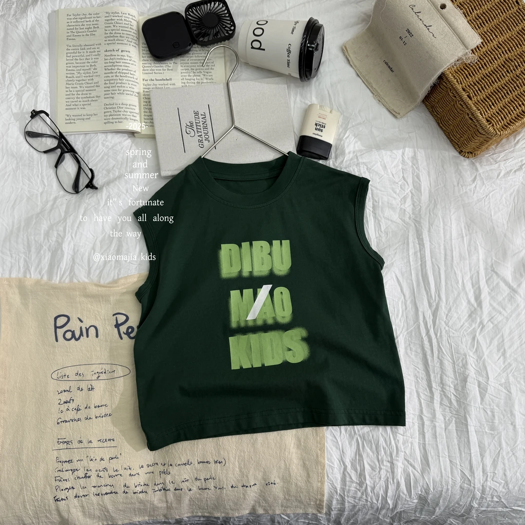 现货-儿童夏季无袖薄款潮酷背心D-6213欧若风穿搭宽松洋气男女童