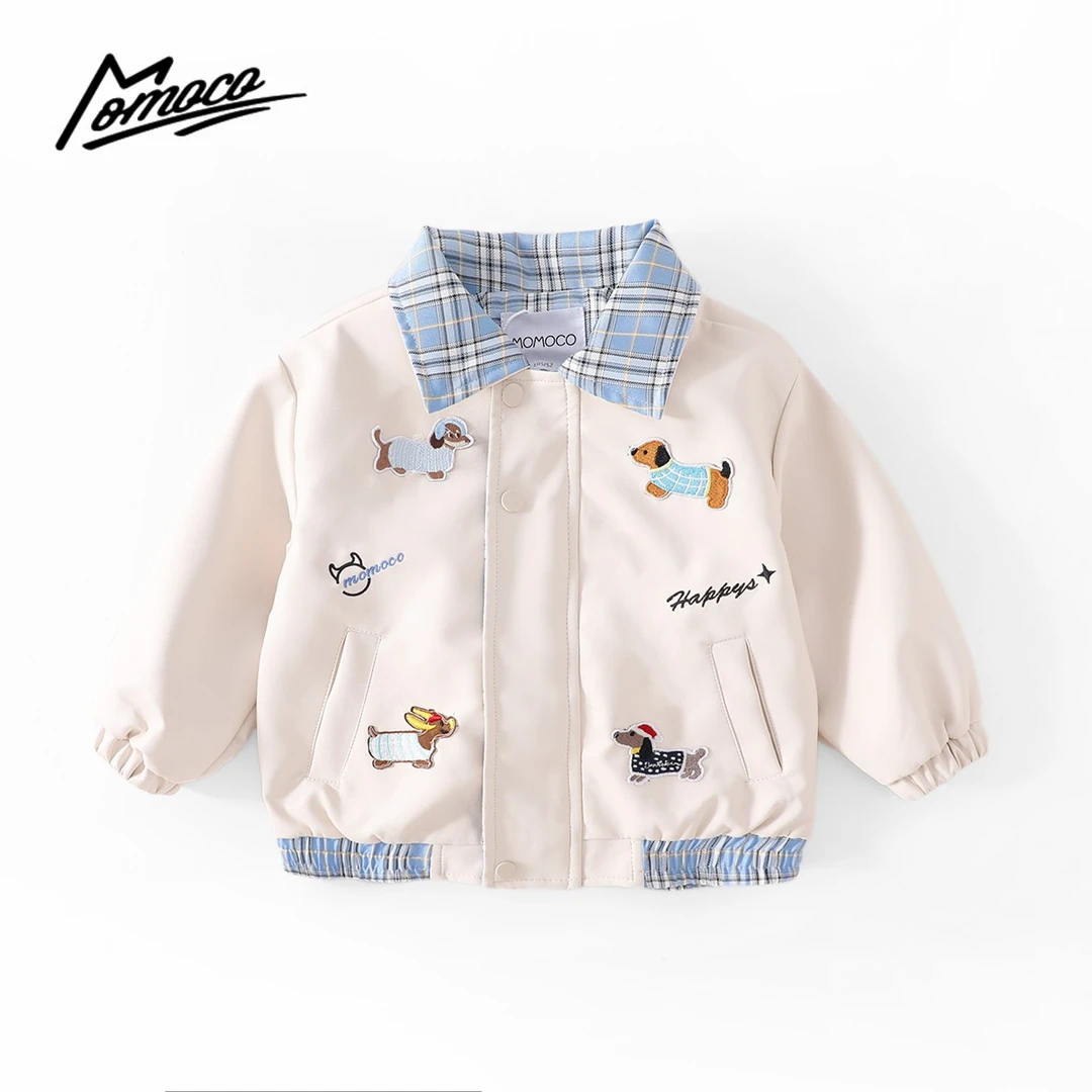 MOMOCO春季欧诺风男童可爱刺绣卡通小狗皮衣外套77130105001