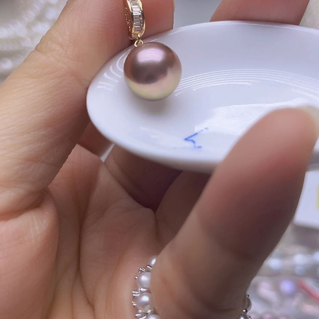 淡水珍珠吊坠或者耳钉银S925镶嵌