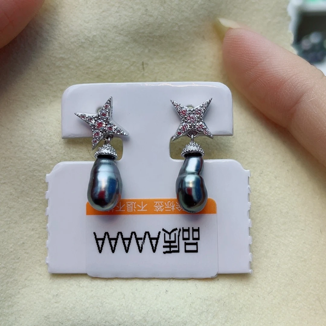 海水珍珠耳饰银S925镶嵌w56