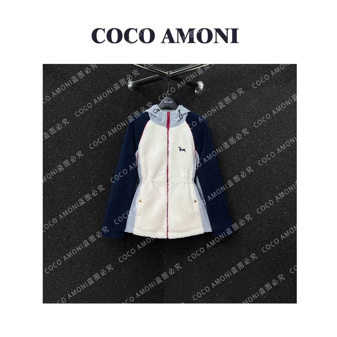 [曼姐]时尚高级感潮流百搭抽绳显瘦连帽长袖保暖毛衣外套ZQ566