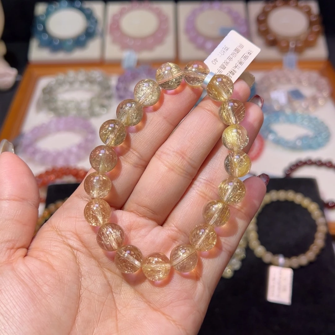 水晶手串未镶嵌R*.金发晶10.5m m