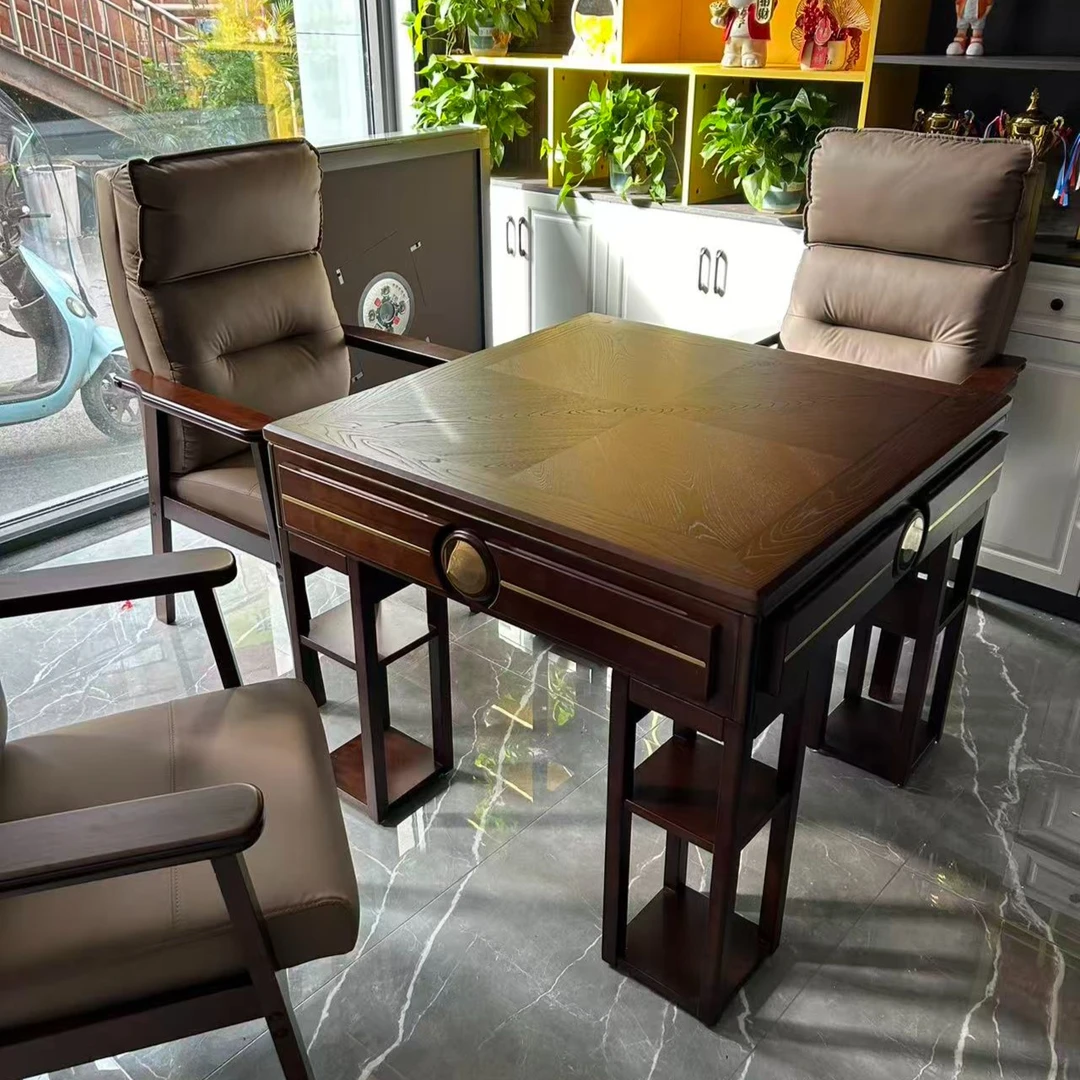 新款多功能实木麻将机 家用麻将桌餐桌两用 棋牌室置物架