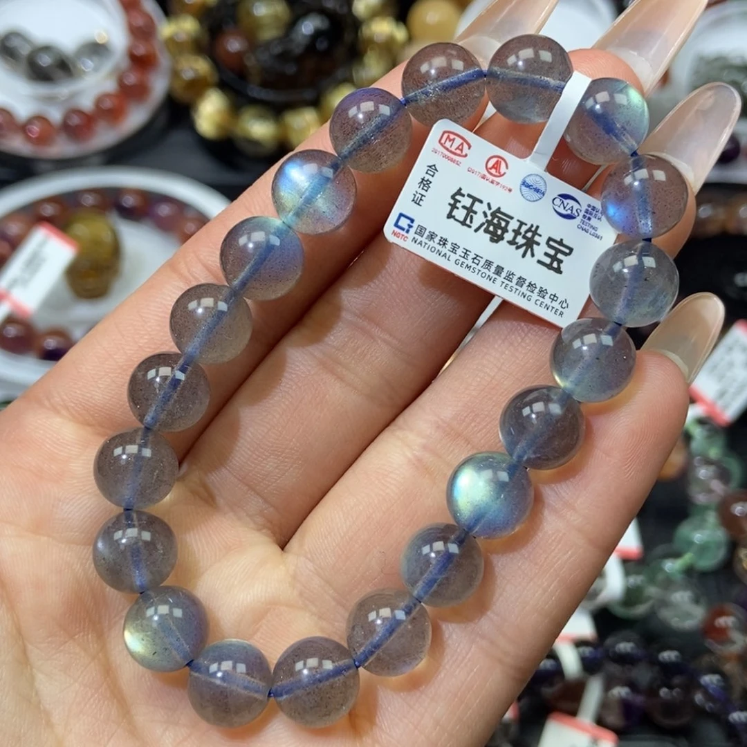 灰月光手串未镶嵌月光石9.5mm