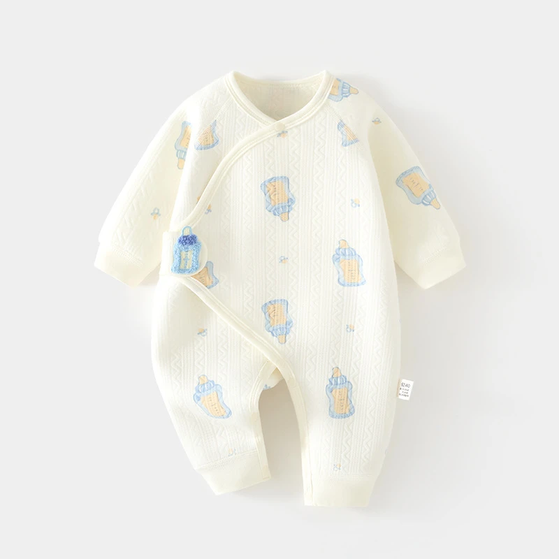 新生婴儿保暖连体衣秋冬无骨哈衣和尚服宝宝夹棉空气层加厚爬服