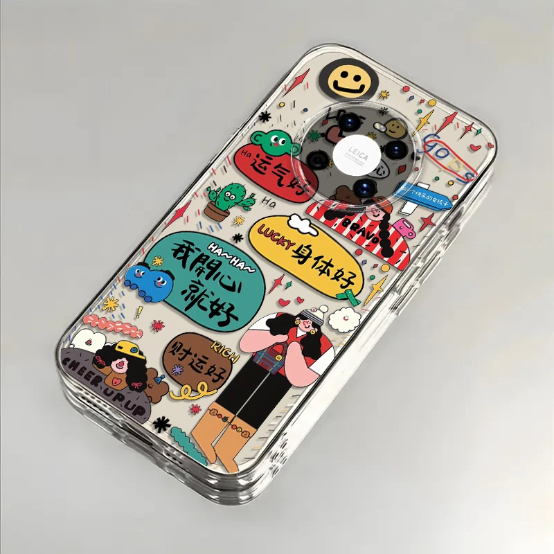 开心女孩适用华为Mate40手机壳Mate40Pro防摔Mate40E全包硅胶软女