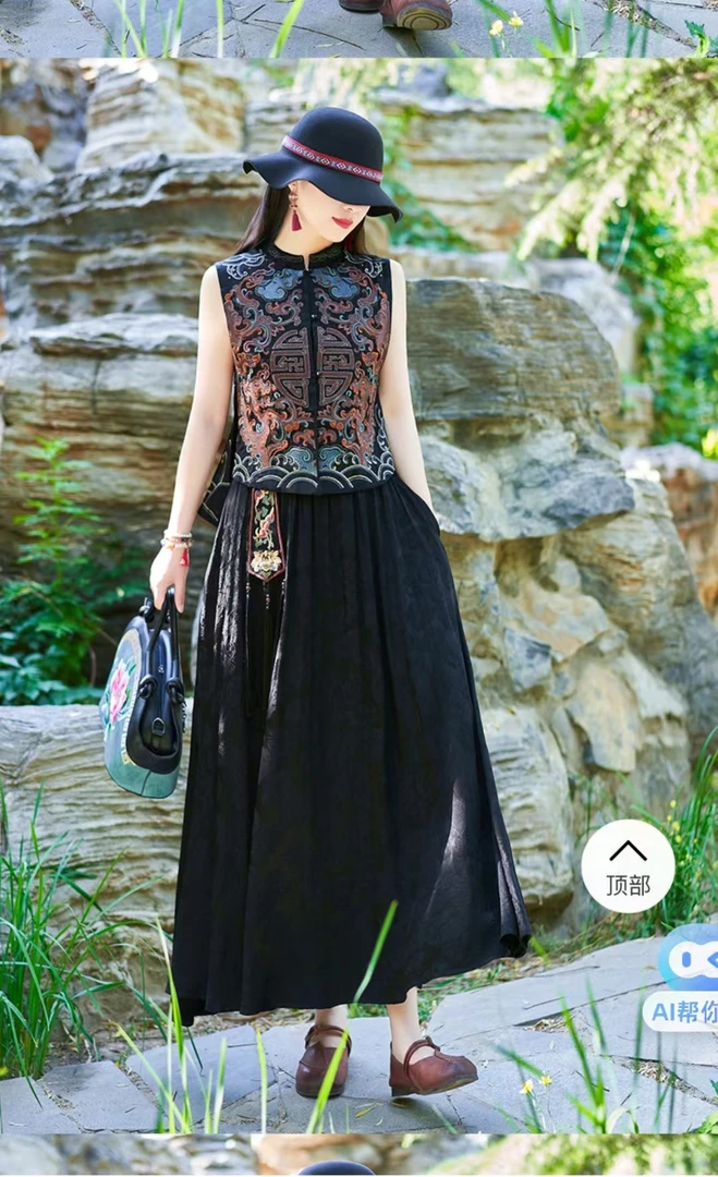 马甲刺绣女装民族风唐装绣花夏季立领马夹开衫短款