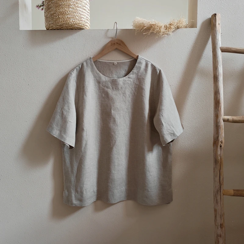 衣米苏荷【许厂长专属】【3106-2】 雨露麻 女式 休闲 T恤