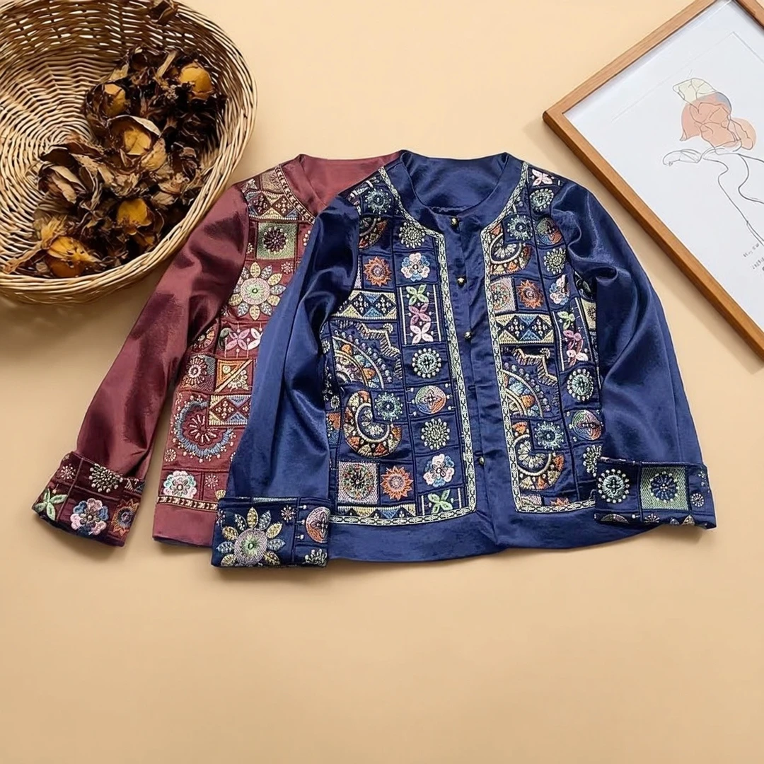 非遗苏绣新中式国风重工刺绣外套2025款百搭气质太太服上衣女450