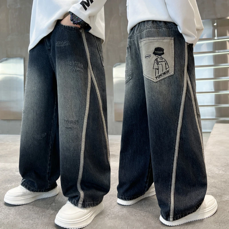 男童春秋款直筒牛仔裤2025新款韩版中大童秋季裤子男孩秋装长裤潮