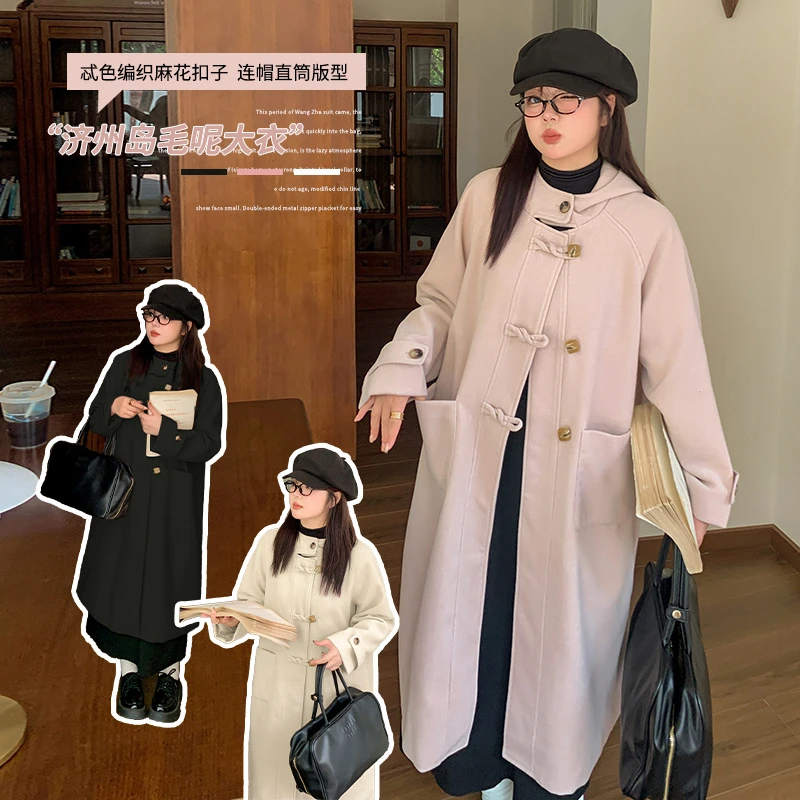 【红袖雨】秋冬显瘦毛呢外套女设计感麻花扣大衣SJ0724411766