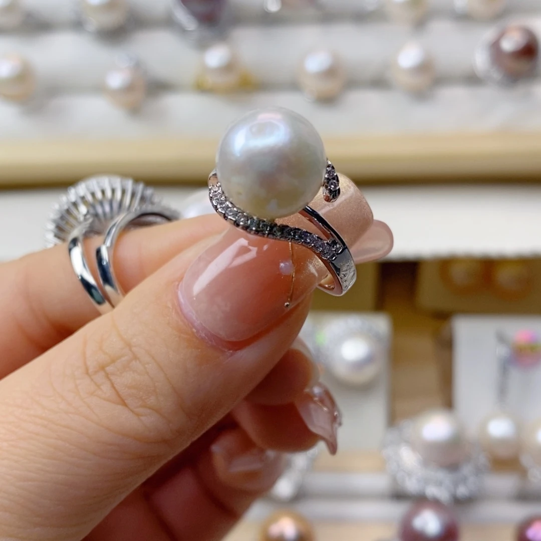 淡水珍珠戒指合金家****贝