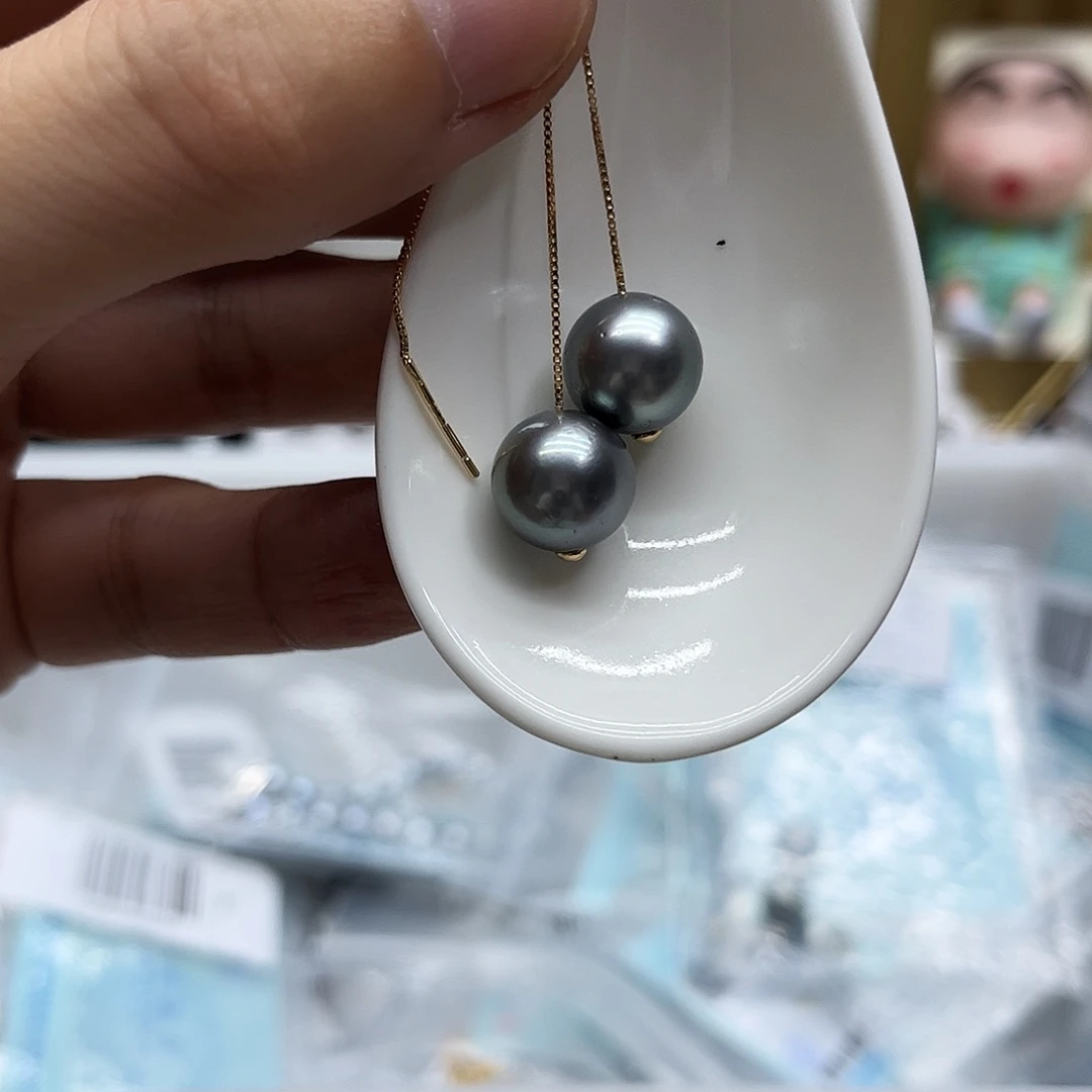 银S925镶嵌耳饰海水珍珠