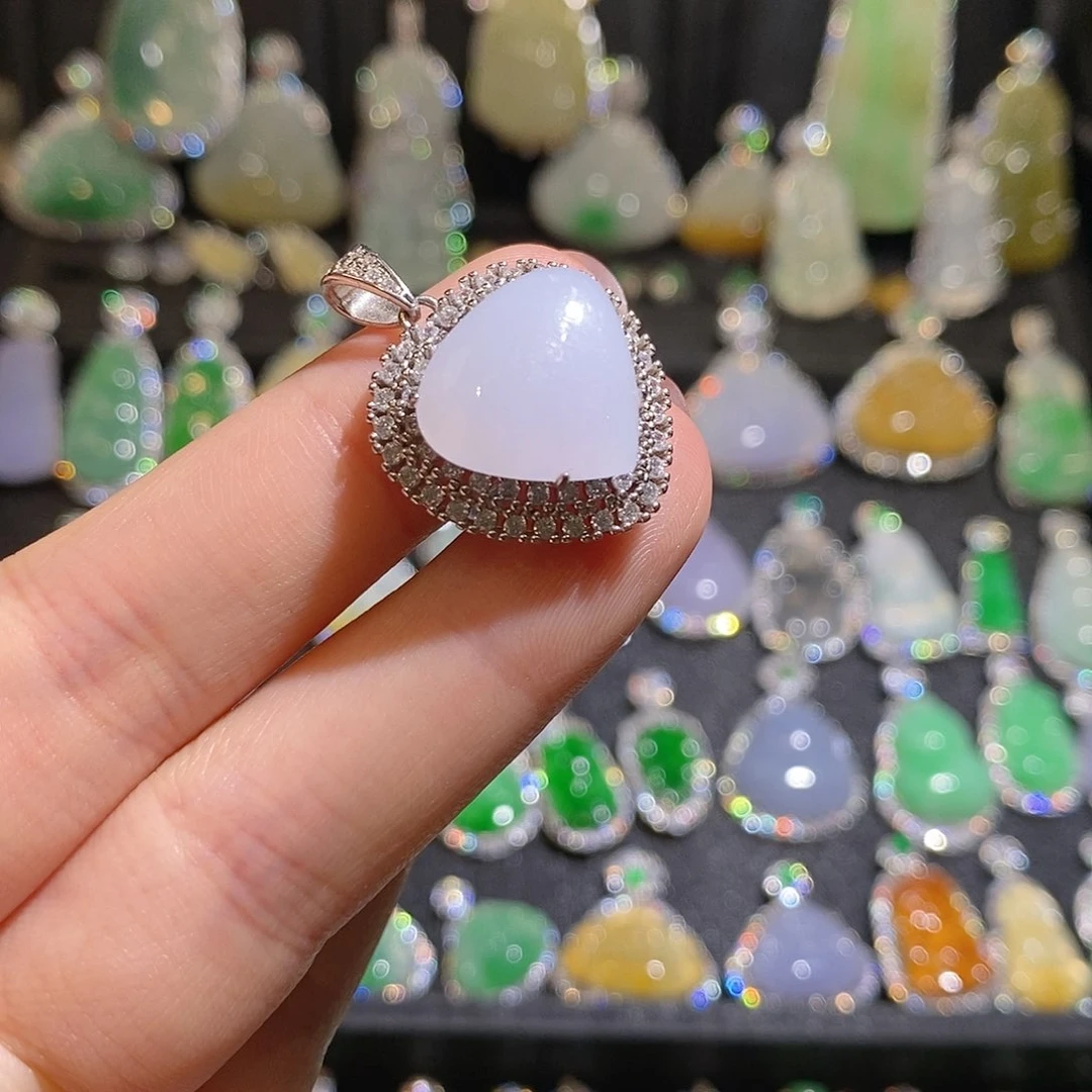 颈饰银S925镶嵌翡翠天然翡翠