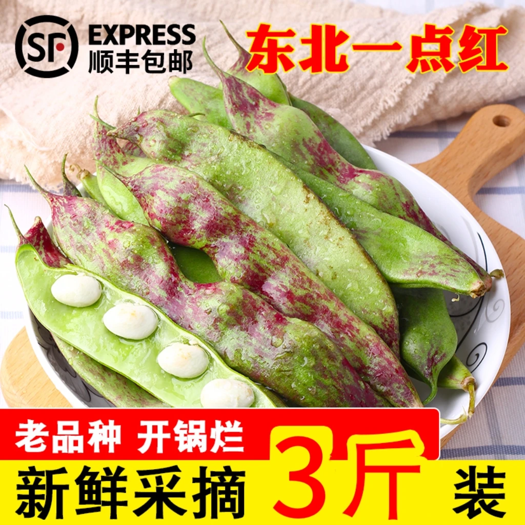 东北特产油豆角 新鲜一点红油豆角面豆现摘开锅烂2500克5斤装包邮