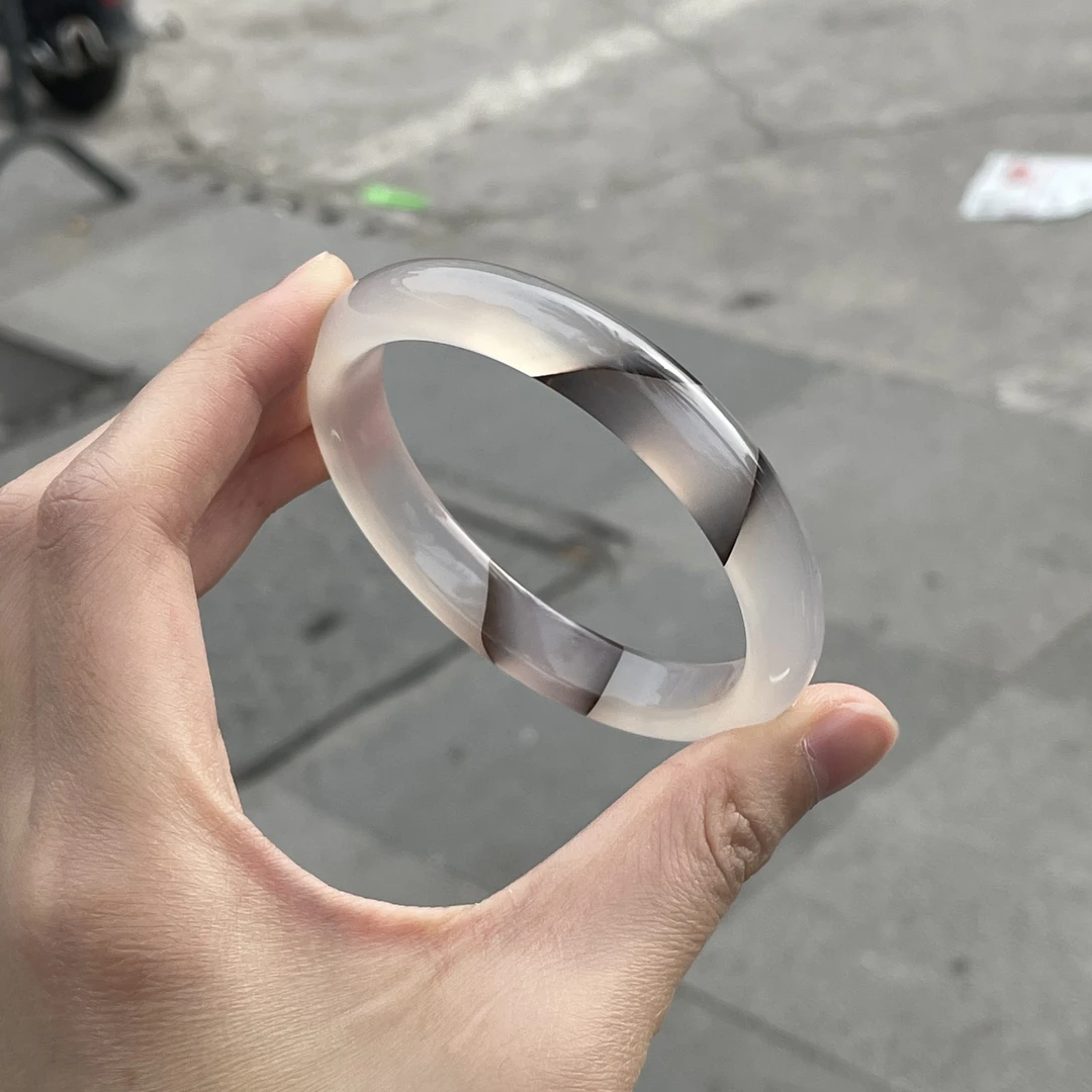 圈口60+正圈白底水墨飘花飘纹-玛瑙