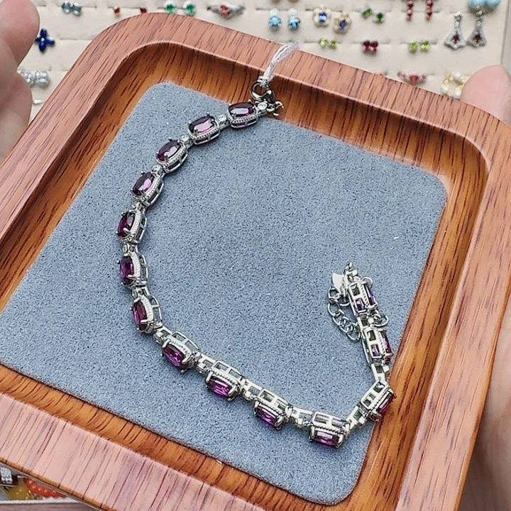 石榴石手链银S925镶嵌