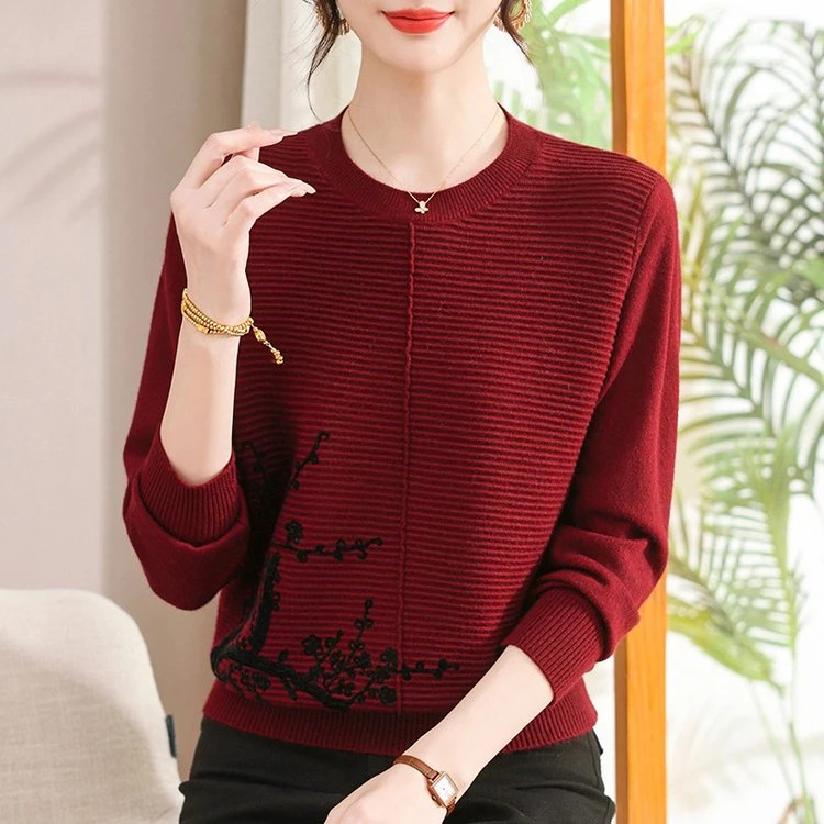 中老年女装2025春秋新款针织衫时尚洋气宽松气质妈妈装42