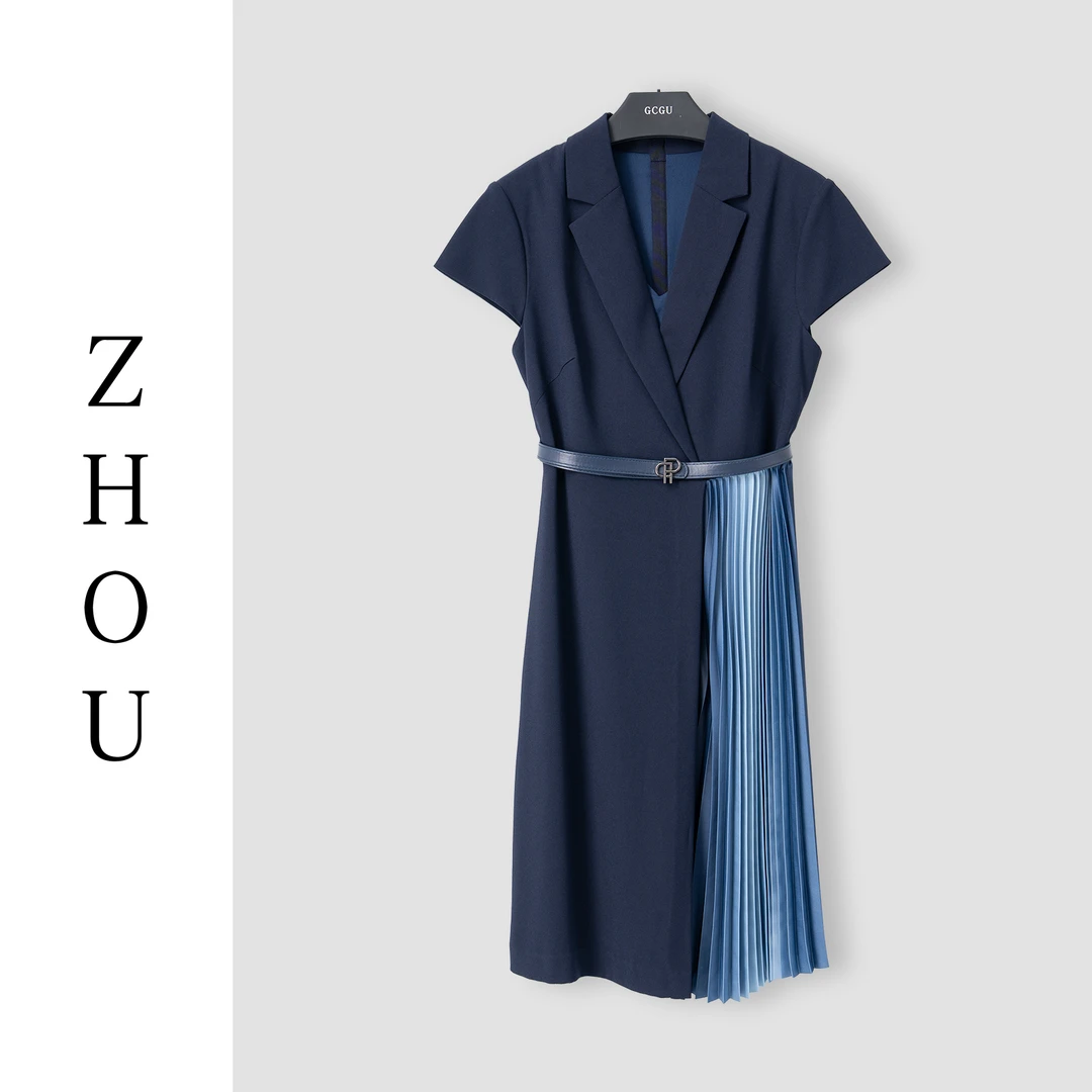 （周哥甄选）藏青色连衣裙-24088