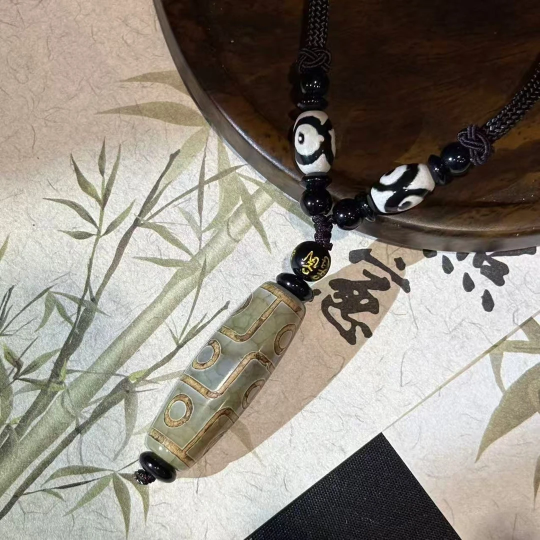 DG-1259-青色九眼天珠麻绳款毛衣链