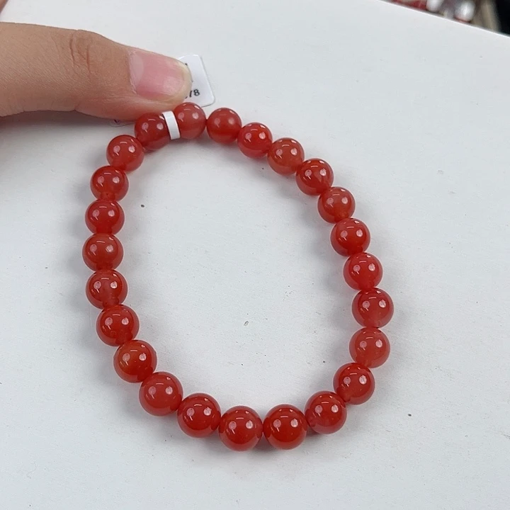 未镶嵌瓦西锦红圆珠单圈8mm南红玛瑙