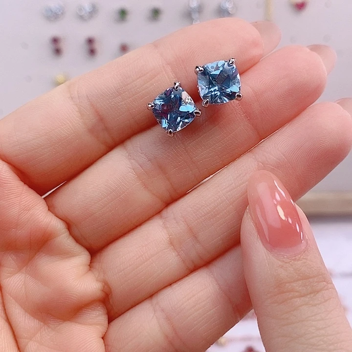 托帕石耳饰银S925镶嵌