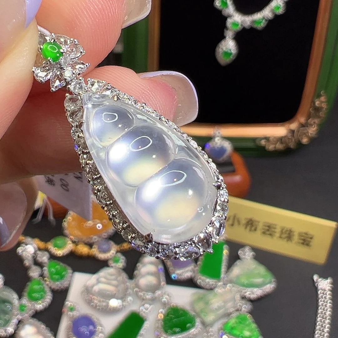 翡翠18K金镶嵌吊坠(不含链)翡翠