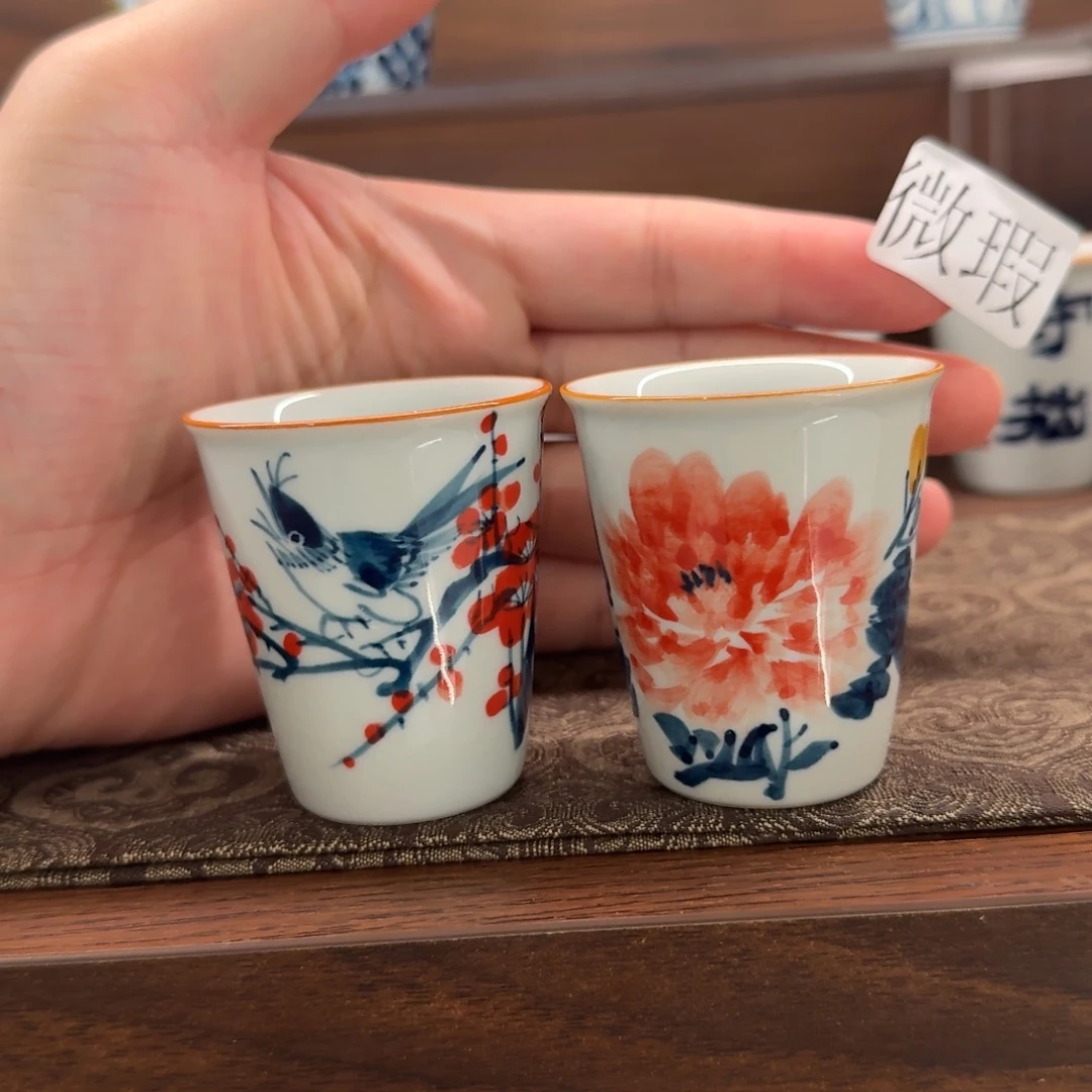 釉下手绘茶具微瑕
