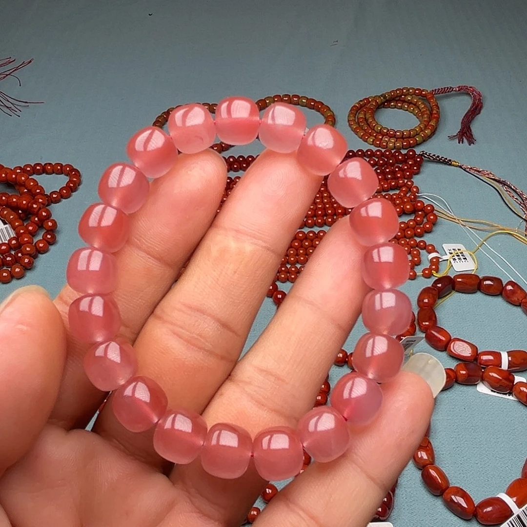南红玛瑙未镶嵌手链玫瑰冰粉卡10十