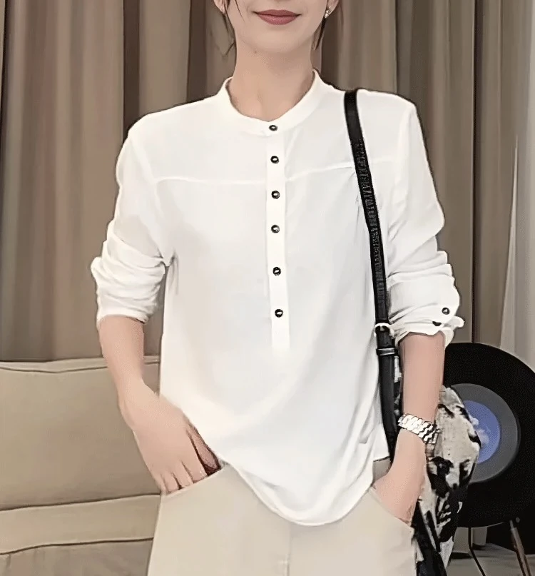 1416 休闲简约排扣设计百搭宽松衬衫（J12）